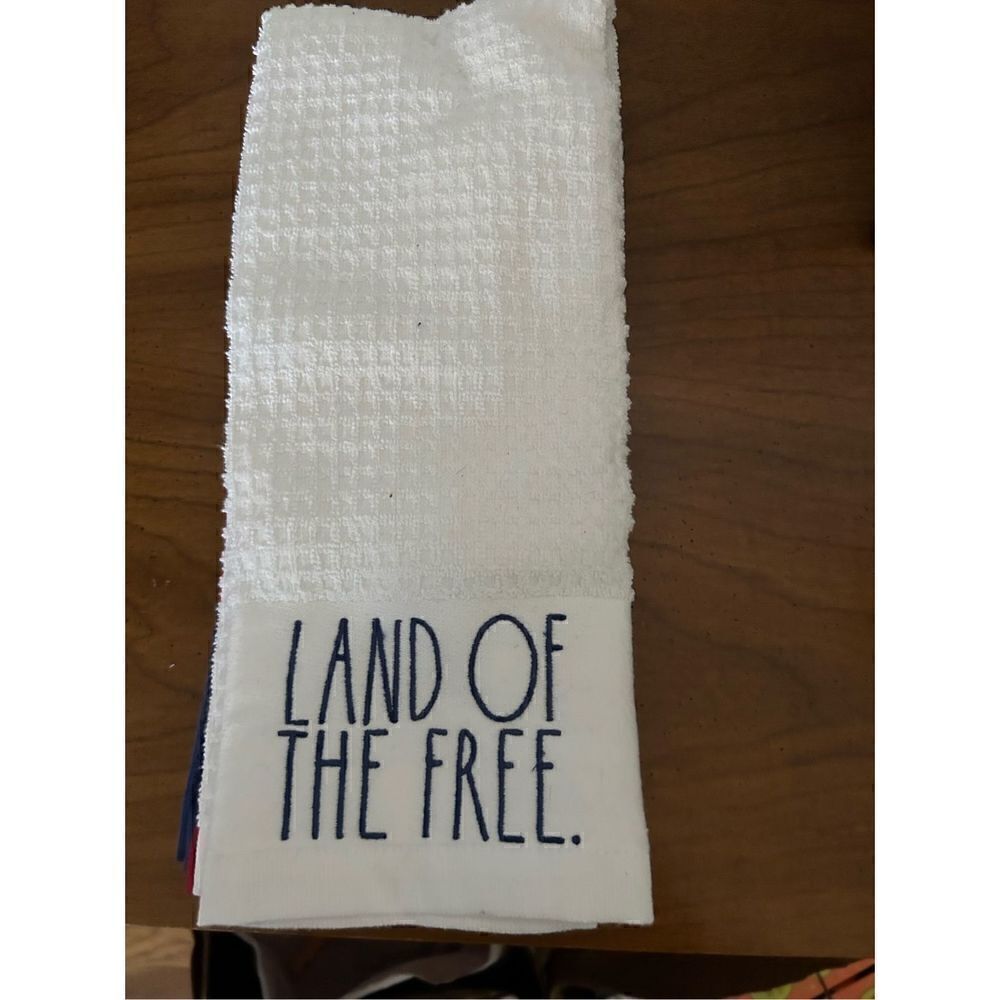 Rae Dunn Set of 3 Towels LAND OF THE FREE,
HOME OF THE BRAVE, HOME SWEET HOME